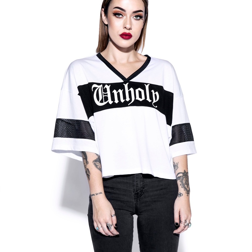 Sz M Unholy Blackcraft white Cropped Jersey